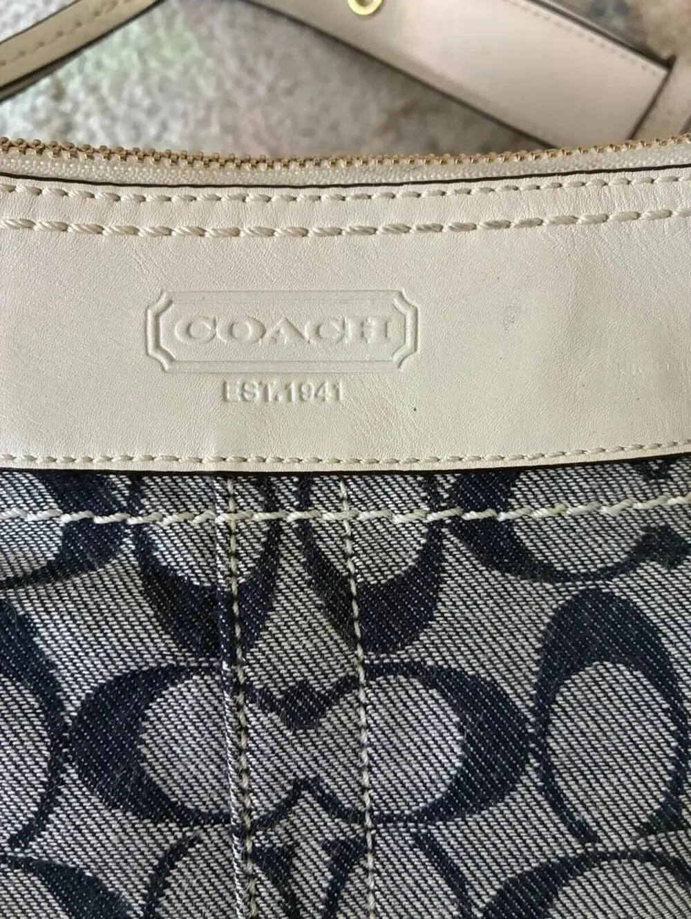 Coach 10402 Signature C Duffle Blue Denim Leather Convertible Handbag